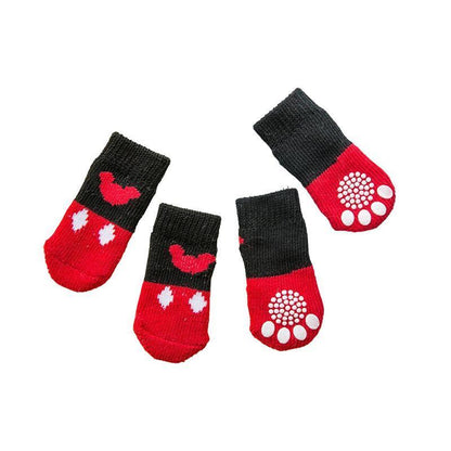Dog Socks Non-Slip Grip Slip Anti-Slip - Puppy Cat Pet Shoes Slippers S Size - Black colour dots