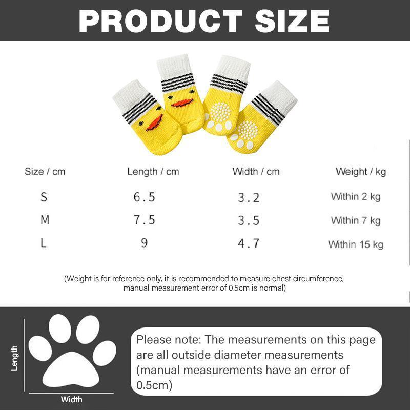 Non Slip Pet Socks for Dogs and Cats Knitted Paw Protector with Grips L Size - Red bear