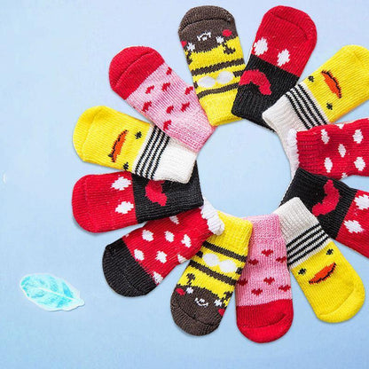 Dog Socks Non-Slip Grip Slip Anti-Slip - Puppy Cat Pet Shoes Slippers M Size - Grey tiger