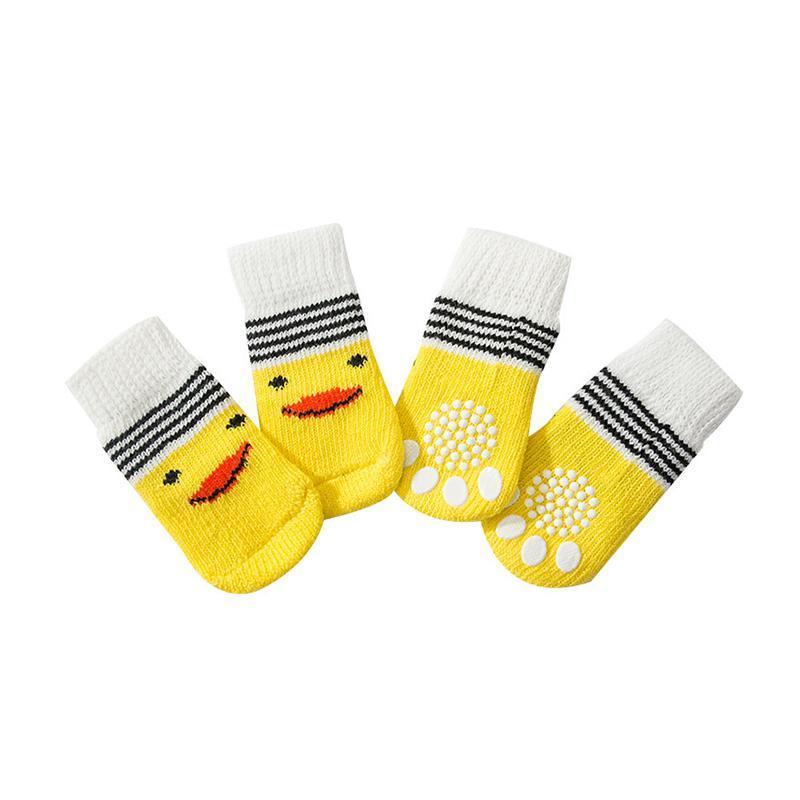 Dog Socks Non-Slip Grip Slip Anti-Slip - Puppy Cat Pet Shoes Slippers M Size - Grey tiger