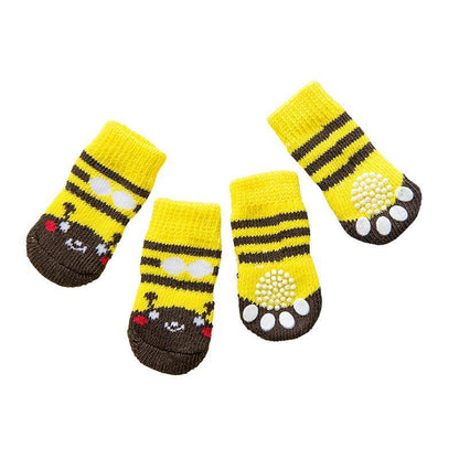 Dog Socks Non-Slip Grip Slip Anti-Slip - Puppy Cat Pet Shoes Slippers M Size - Grey tiger