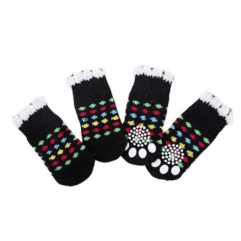 Dog Socks Non-Slip Grip Slip Anti-Slip - Puppy Cat Pet Shoes Slippers M Size - Grey tiger