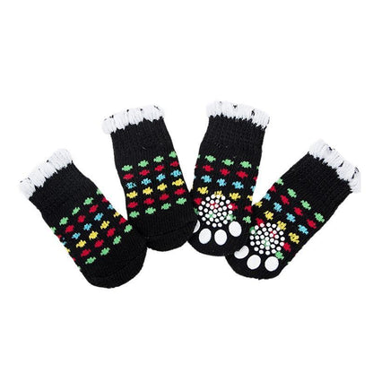 Dog Socks Non-Slip Grip Slip Anti-Slip - Puppy Cat Pet Shoes Slippers M Size - Grey tiger