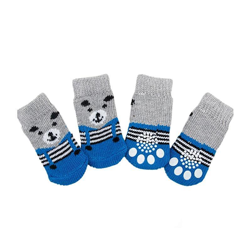 Dog Socks Non-Slip Grip Slip Anti-Slip - Puppy Cat Pet Shoes Slippers S Size - Water green ripples