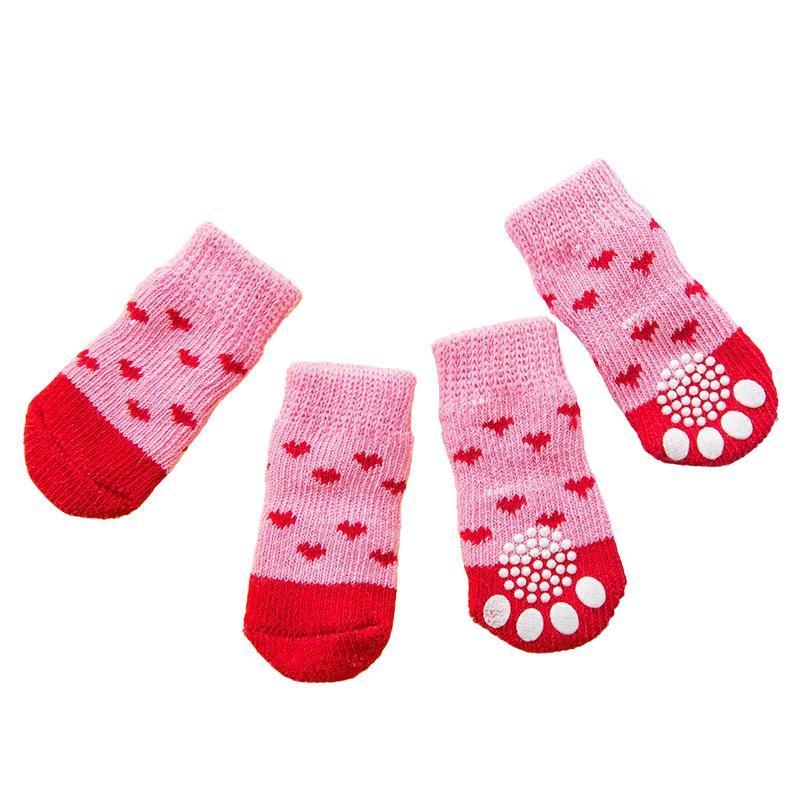 Non Slip Pet Socks for Dogs and Cats Knitted Paw Protector with Grips L Size - Water green ripples