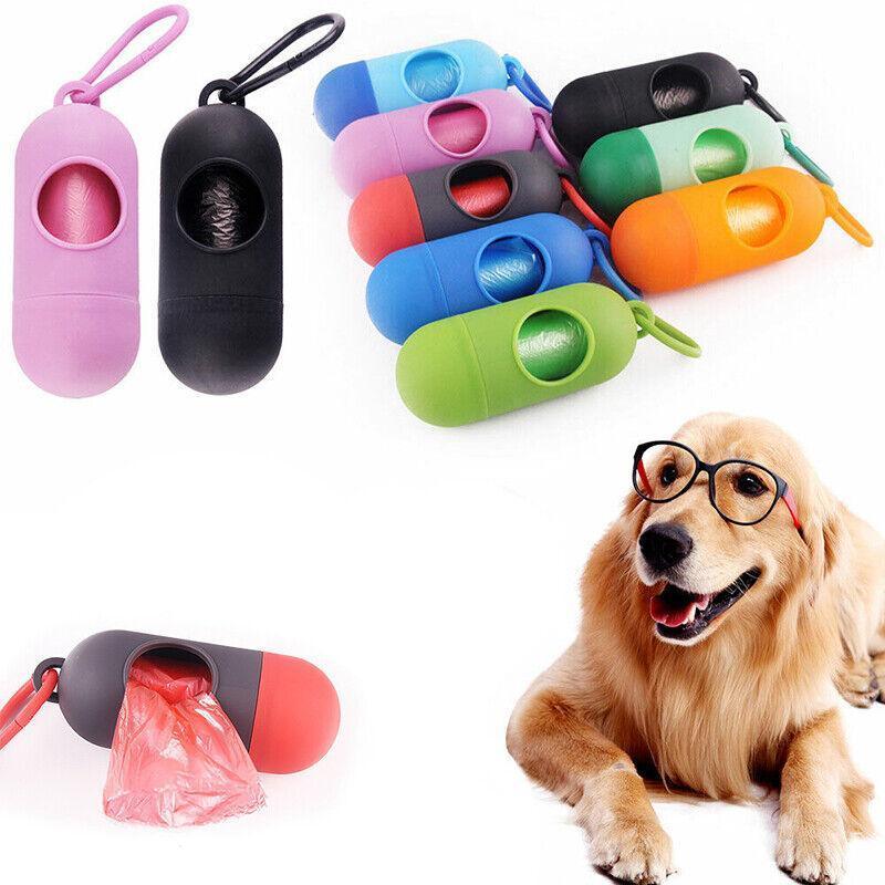 Portable Dog Waste Bag Dispenser with Refill Rolls for Pet Walking Cleanup - Pink