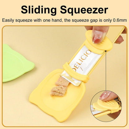 Cat Strip Scoop Squeezer Feeder Snack Spoon Easy Cat Feeding Treats - Green