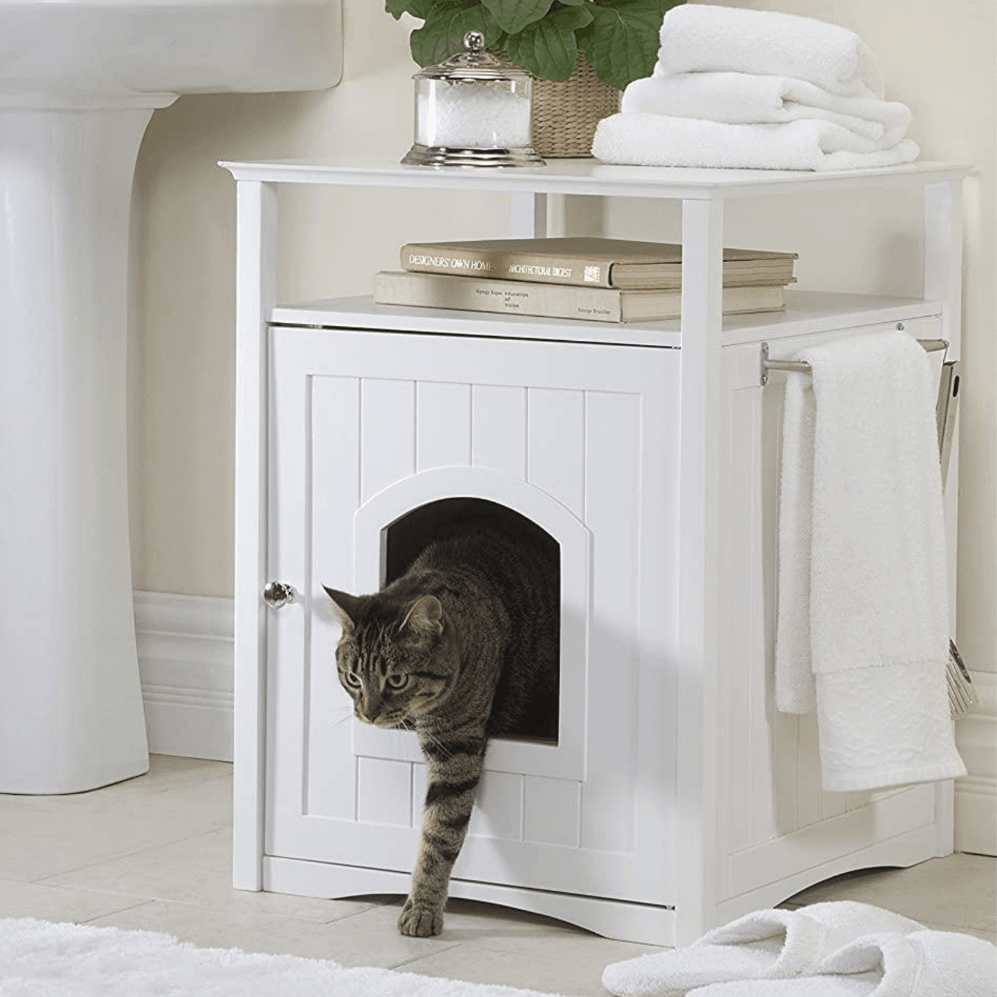 Jasper 2 Cat Litter Cabinet, White - Mega Pet Store