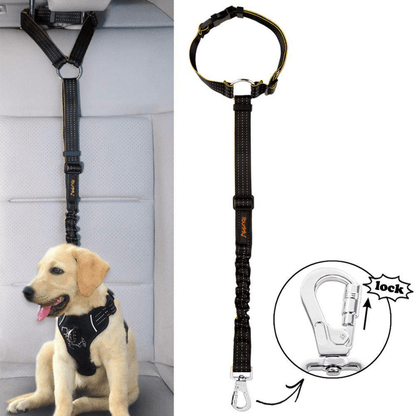 iBuddy Dog Seat Belt for Cars, Headrest Restraint with Locking Carabiner