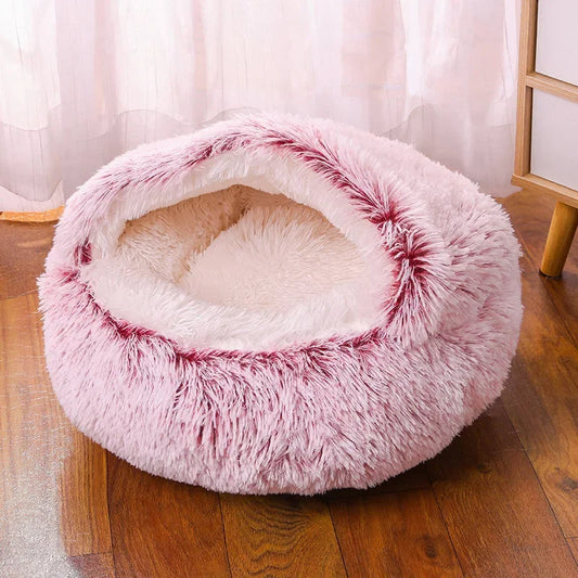 Pink Small PawfectFriend Cozy Burrowing Cave Pet Bed for Dogs Cats Kitten Plush Warm Soft Sleeping Nest - pink small - Mega Pet Store