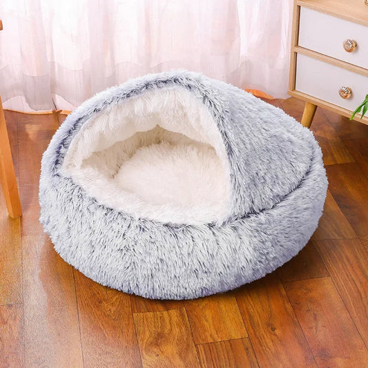 Grey Small PawfectFriend Cozy Burrowing Cave Pet Bed for Dogs Cats Kitten Plush Warm Soft Sleeping Nest - gray small - Mega Pet Store