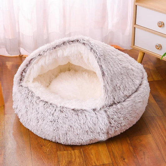 Light Brown Small PawfectFriend Cozy Burrowing Cave Pet Bed for Dogs Cats Kitten Plush Warm Soft Sleeping Nest - Mega Pet Store