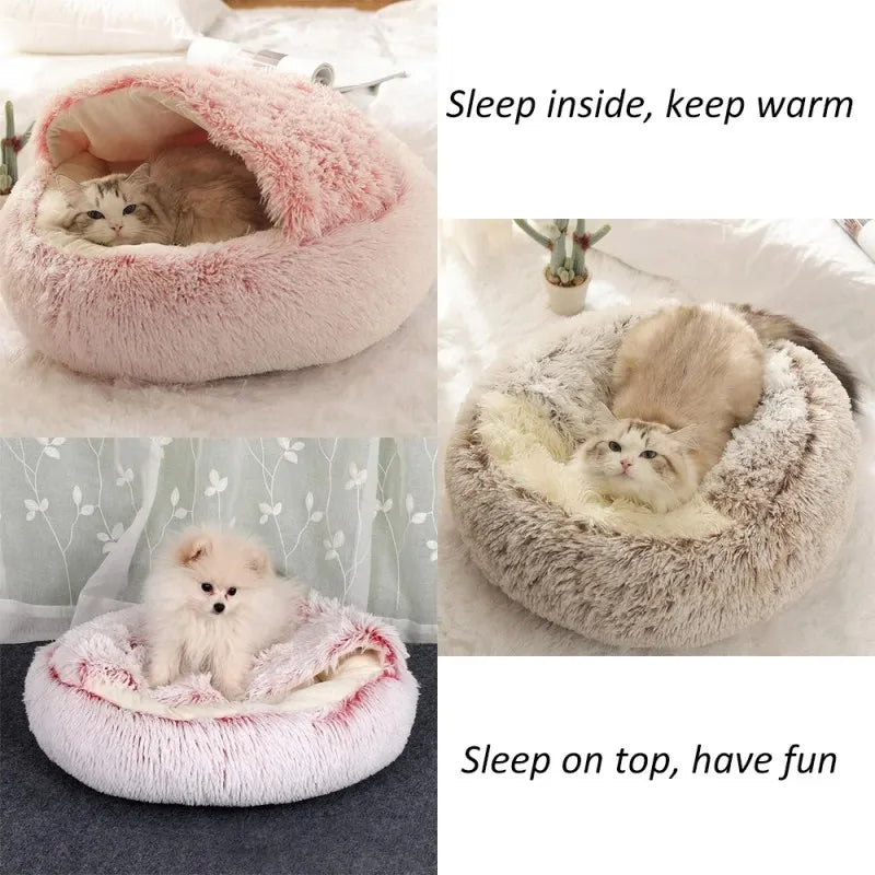 Light Brown Large PawfectFriend Cozy Burrowing Cave Pet Bed for Dogs Cats Kitten Plush Warm Soft Sleeping Nest