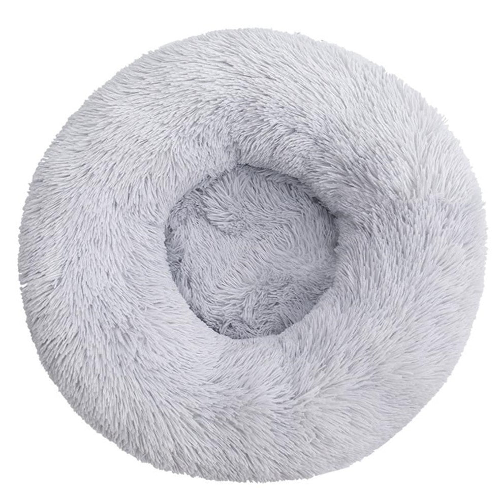 Medium-50cm light-grey PawfectFriend Dog Pet Cat Calming Bed Plush Beds Large Fluffy Donut Comfy Cushion Puppy Mat