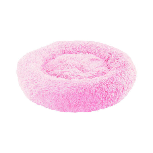 Large-60cm pink PawfectFriend Dog Pet Cat Calming Bed Plush Beds Large Fluffy Donut Comfy Cushion Puppy Mat - Mega Pet Store