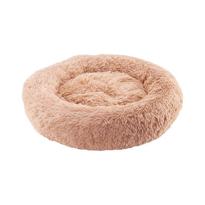 XL-70cm peach PawfectFriend Dog Pet Cat Calming Bed Plush Beds Large Fluffy Donut Comfy Cushion Puppy Mat - Mega Pet Store