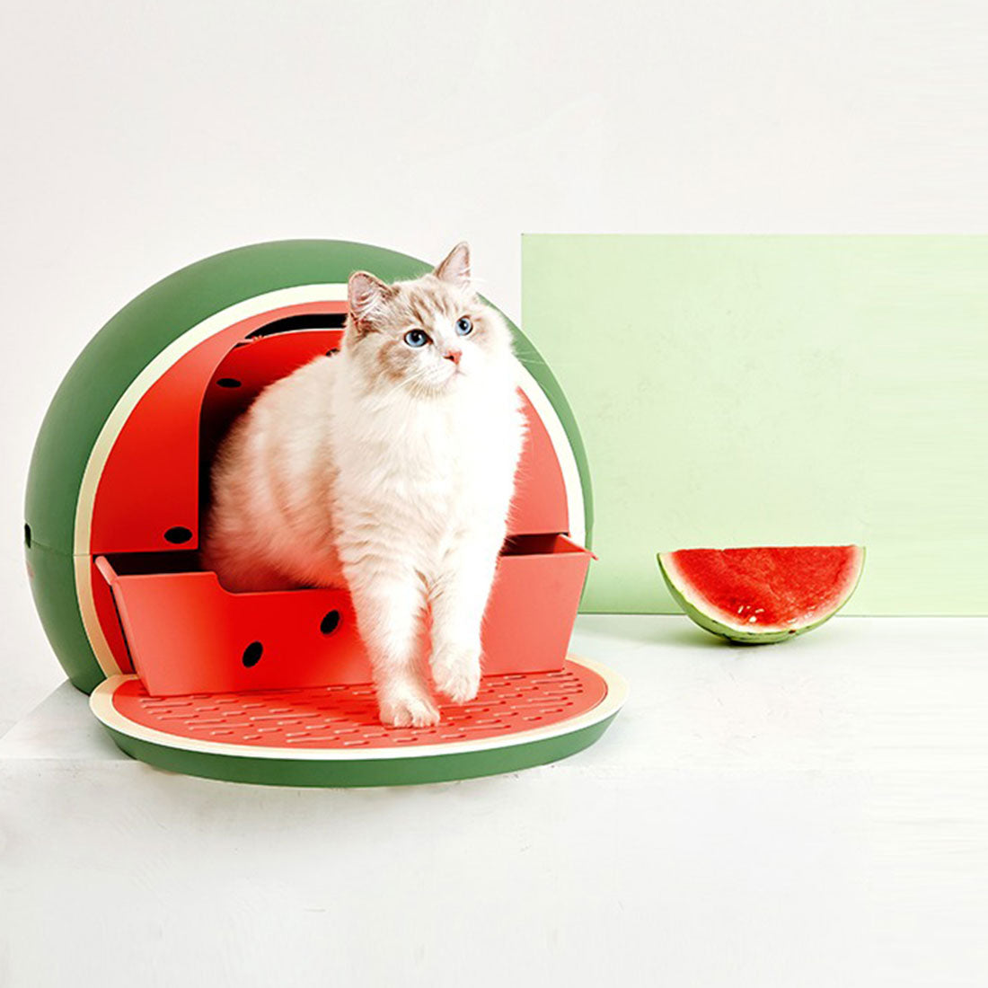 Vetreska Fruity Portable Cat Kitty Toilet Litter Box Tray House Lid Scoop Set Watermelon