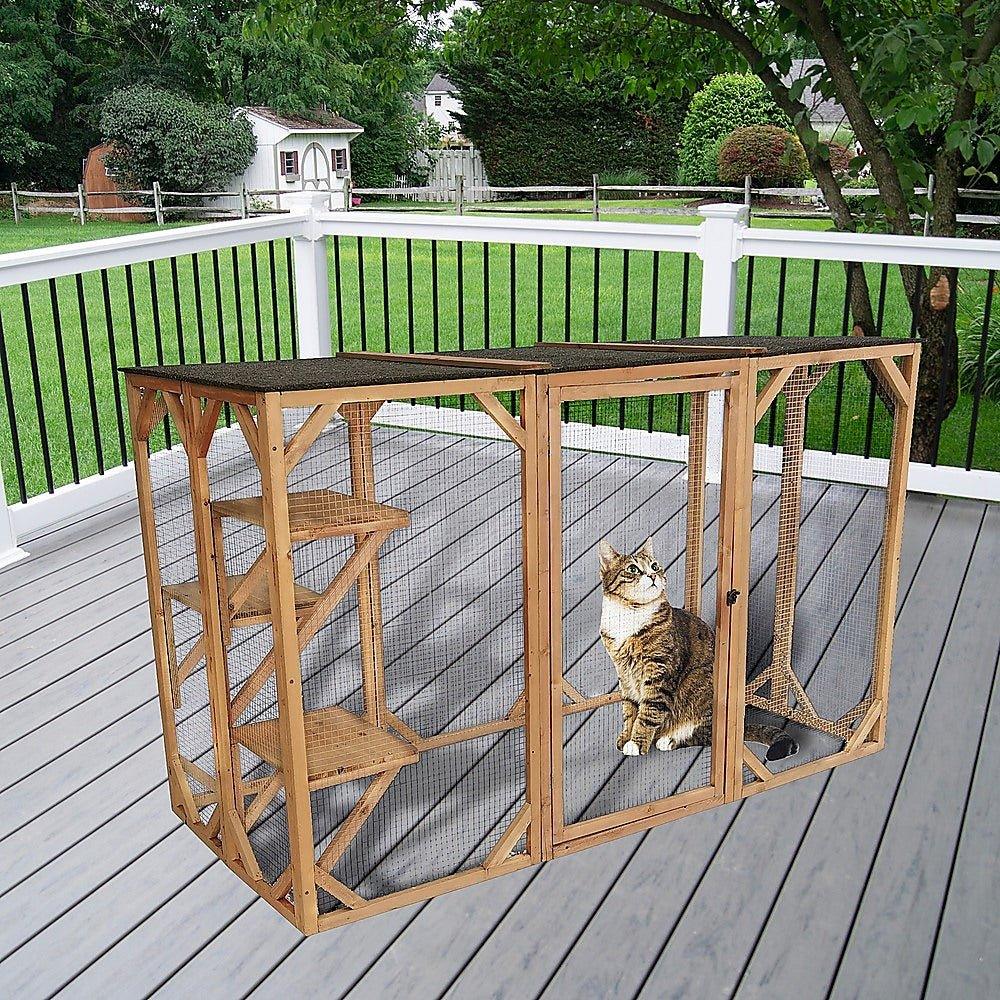 180cm Large Cat Enclosure Wooden Outdoor Cage with 3 Platforms - Mega Pet Store