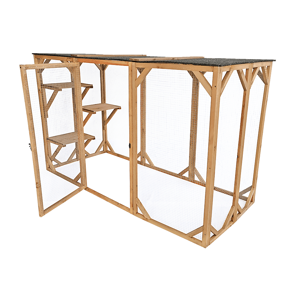 180cm Large Cat Enclosure Wooden Outdoor Cage with 3 Platforms - Mega Pet Store