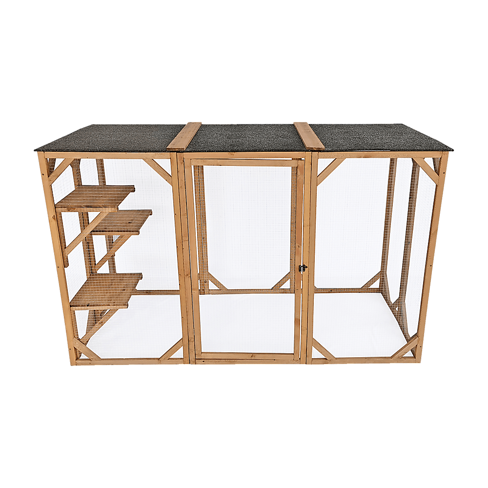 180cm Large Cat Enclosure Wooden Outdoor Cage with 3 Platforms - Mega Pet Store