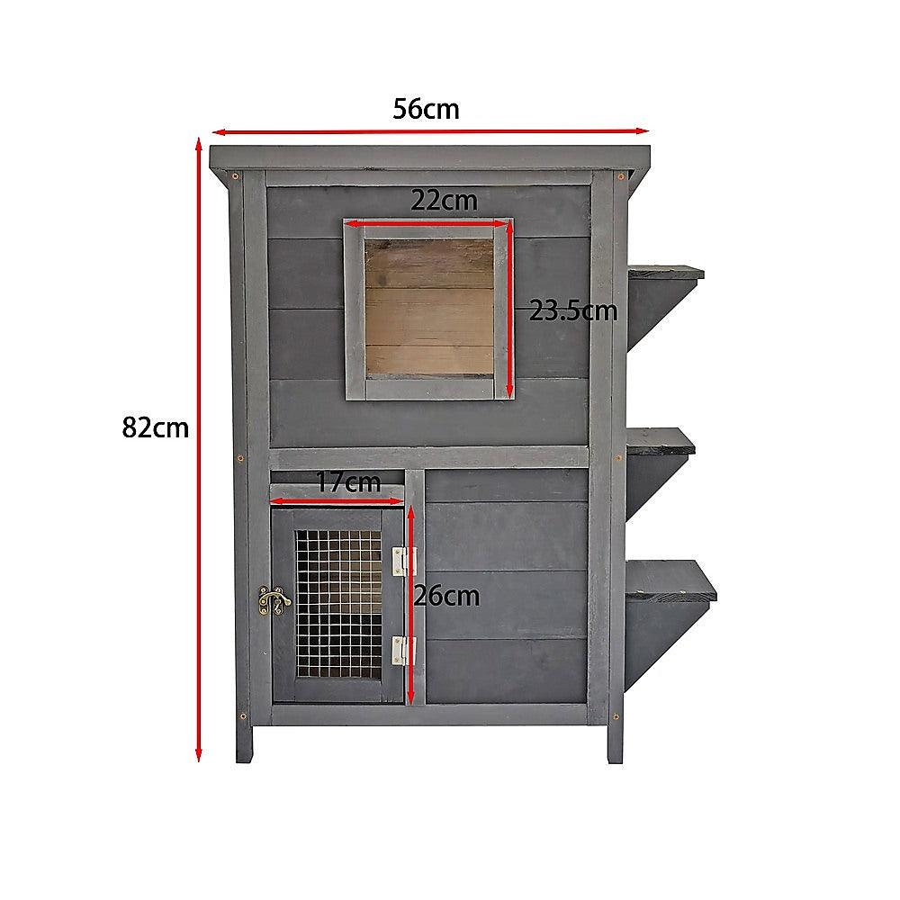 Cat House Weatherproof 2-Story Indoor Outdoor Wooden Shelter Bitumen Roof - Mega Pet Store