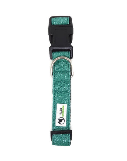 Bling Glitter Overlay Nylon Dog Collar Breakaway Buckle - Moondidley Pets Large Turquoise