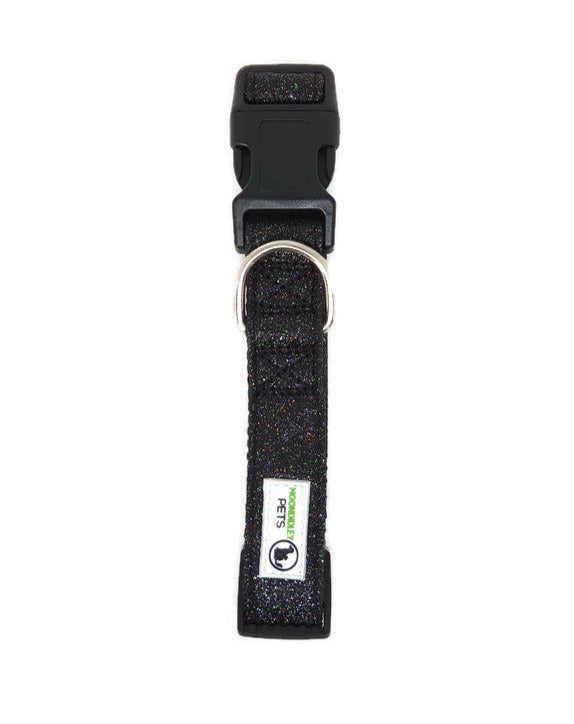 Bling Glitter Overlay Nylon Dog Collar Breakaway Buckle - Moondidley Pets X-Large Black