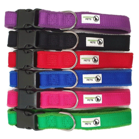 100% Pure Bamboo Fibre w/Fleece Lining Dog Collar Plastic Buckle - Moondidley Pets Large Navy