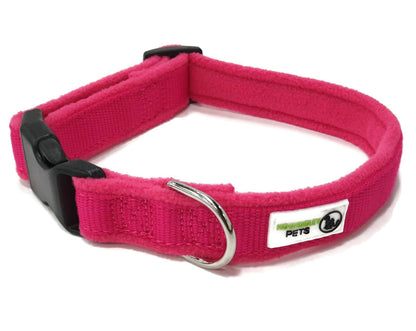 100% Pure Bamboo Fibre w/Fleece Lining Dog Collar Plastic Buckle - Moondidley Pets Medium Pink