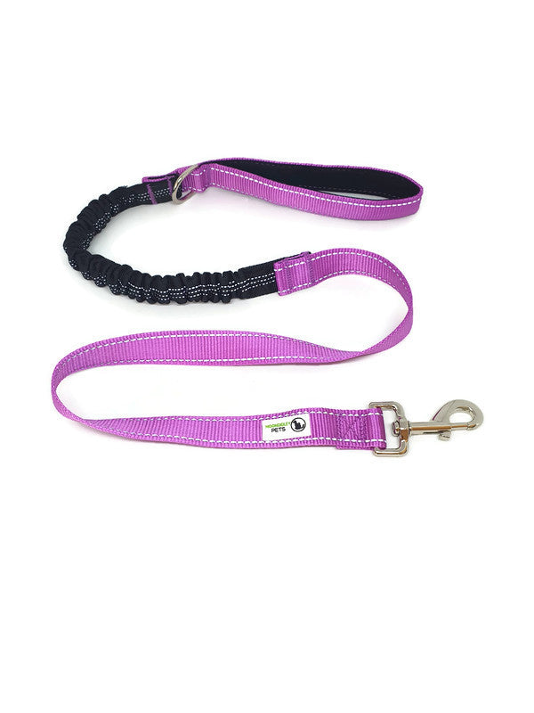 Bungee Dog Lead Nylon w/Reflective Stitching - Moondidley Pets Purple - Mega Pet Store