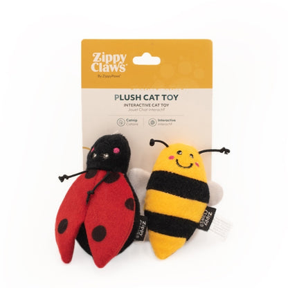 Zippy Paws ZippyClaws Cat Toy, 2 Pack (Ladybug & Bee)