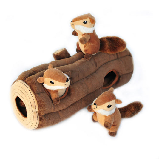 ZippyPaws Burrow Log Chipmunks Interactive Dog Toy