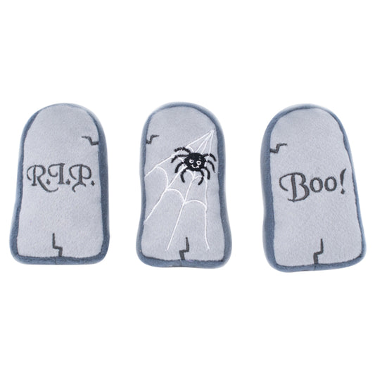 ZippyPaws Halloween Tombstones Miniz Plush Squeaker Dog Toy- Pack of 3