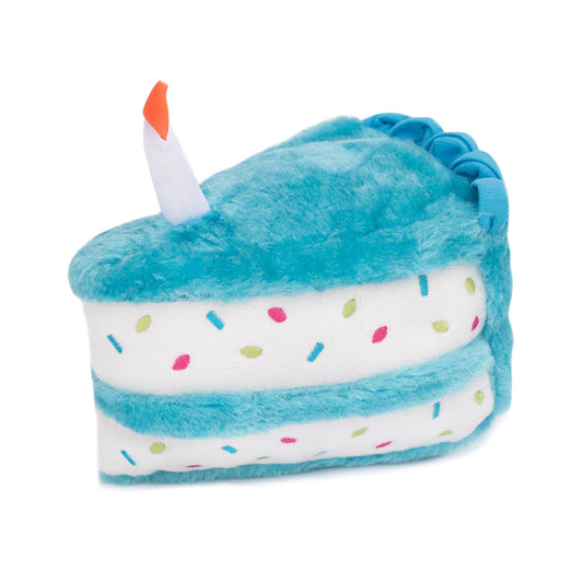 Zippy Paws Birthday Cake Plush Squeaker Dog Toy- Blue