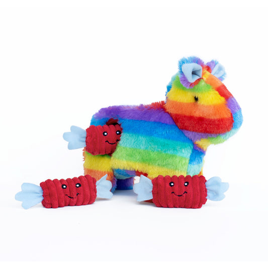 ZippyPaws Burrow Rainbow Piñata Interactive Plush Dog Toy