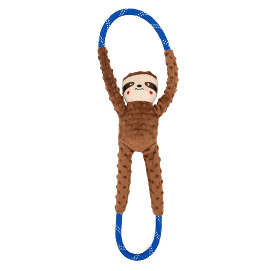 Zippy Paws RopeTugz Sloth Plush Squeaker Dog Toy