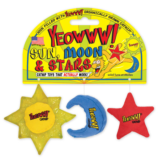 Yeowww! Sun, Moon & Stars Catnip Cat Toys- Pack of 3