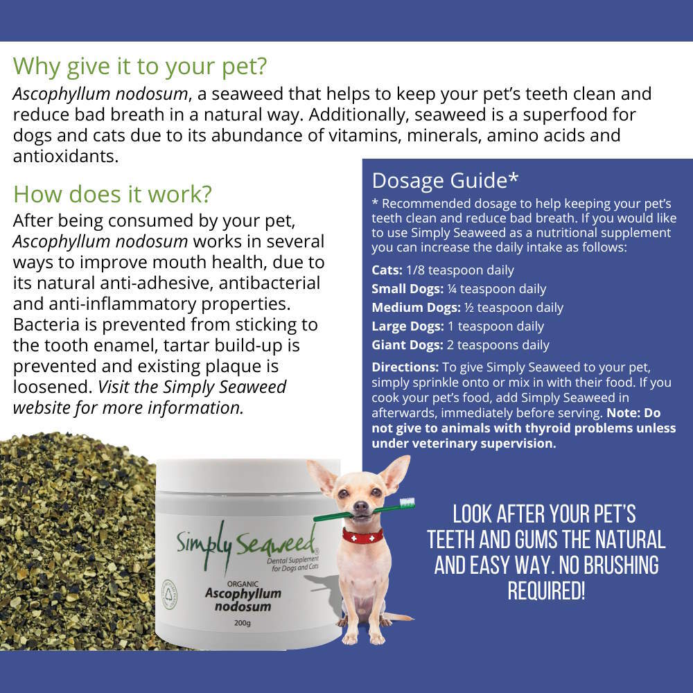 Simply Seaweed Natural Dental Health Care Supplement for Cats & Dogs